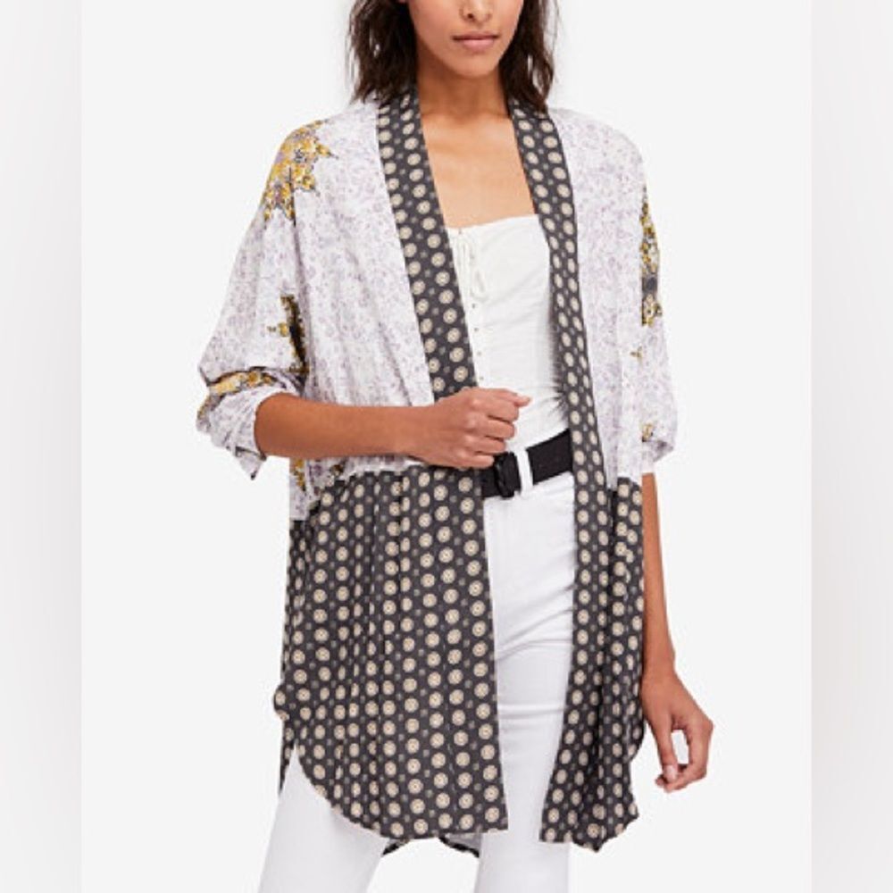 Free People Forget me Knot Floral Kimono Cardigan